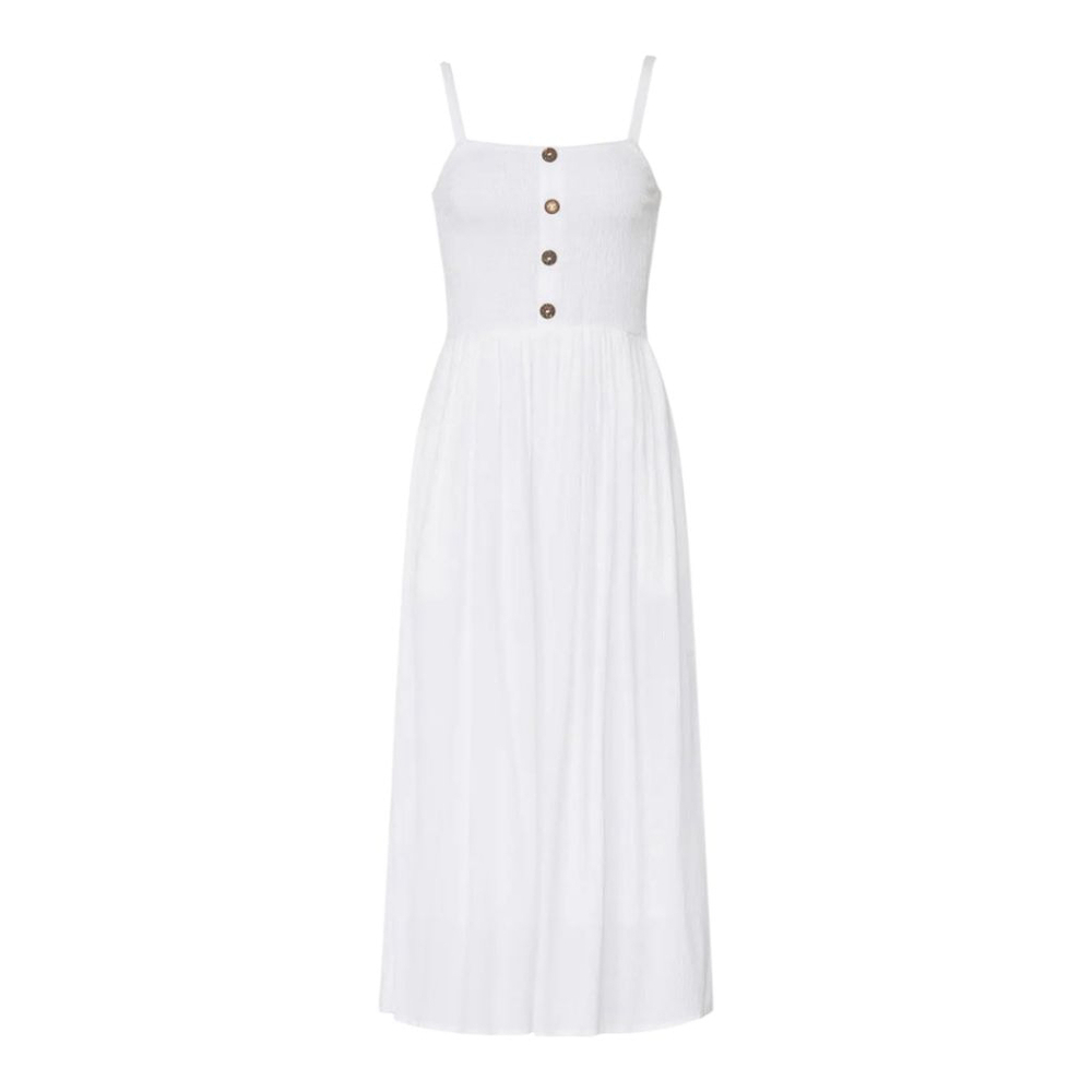 Louna 3 Button Midi Dress In White